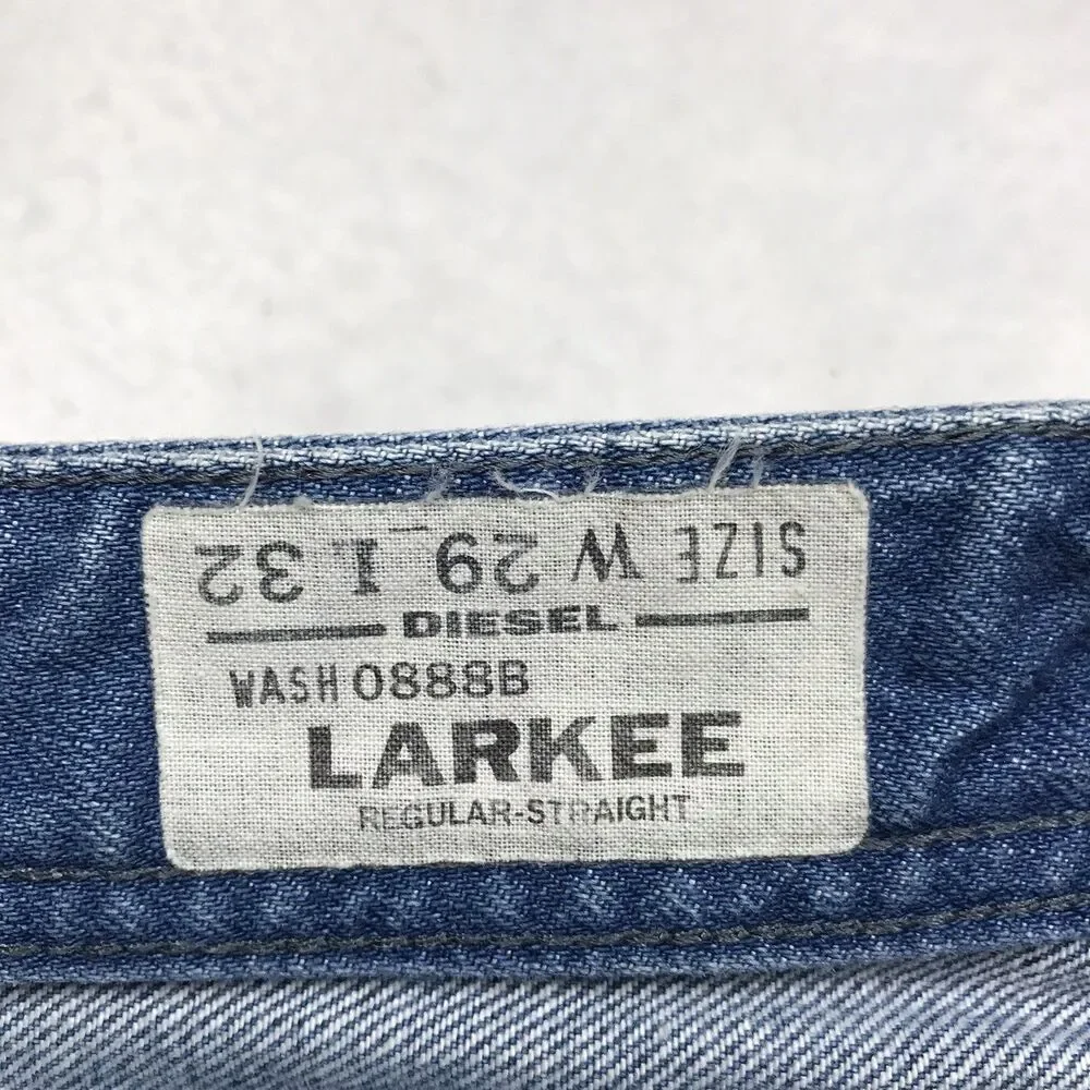 DIESEL Larkee Jeans Men 30x32 (29/32 tag) Light Whiskered Wash Button Fly